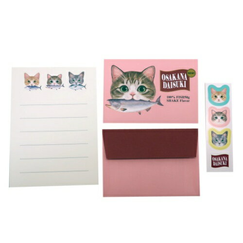 ミニ レターセット かわいい レターセット 265ピンク 手渡し手紙セット フェリシモ猫部 ねこ アクティブコーポレーション ミニ封筒＆ミニ便箋＆シール かわいい ティーンズ 雑貨 メール便可 マシュマロポップ 2