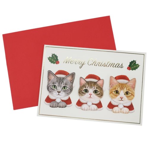 ハンドメイド クリスマスカード フェリシモ猫部 グリーティングカード 546 アクティブコーポレーション ギフト雑貨 Xmasカード メール便可 マシュマロポップ