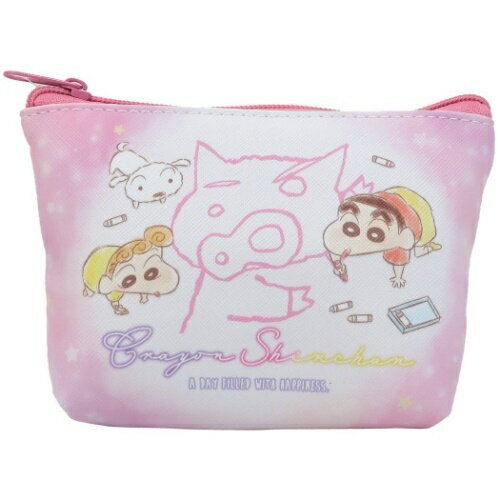 コスメポーチ クレヨンしんちゃん 三角 ポーチ ふわふわクレヨン ピンク ティーズファクトリー プレゼント アニメ マシュマロポップのサムネイル