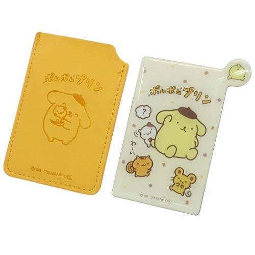 手鏡 ポムポムプリン ICカードケース付き カードミラー サンリオ 粧美堂 コスメ雑貨 メール便可 マシュマロポップ