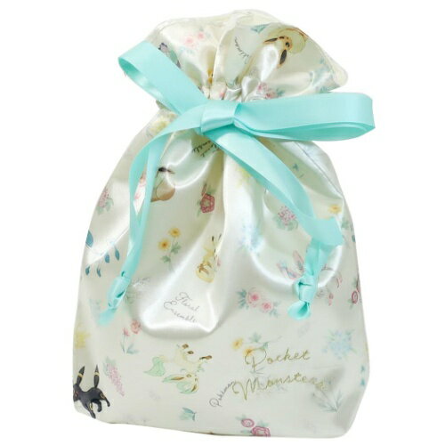 巾着袋 ポケモン きんちゃくポーチ フローラルアンサンブル ピカチュウ イーブイ ブイズ ポケットモンスター マリモクラフト プレゼント 小学生 中学生 高校生 女の子 レディース メール便可 マシュマロポップのサムネイル