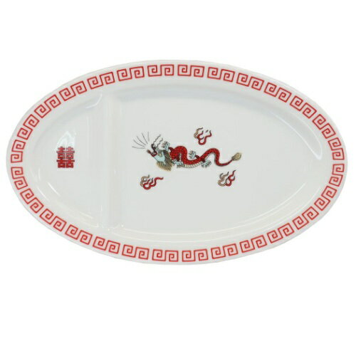 中皿 ギョウザ皿 おまち堂 龍 赤 アルタ 磁器製食器 プレゼント マシュマロポップ