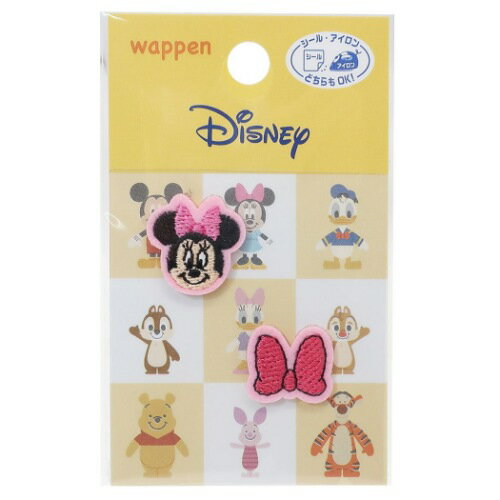 ワッペン ミニーマウス ミニ ミニアイロンパッチシール 2枚セット フェイス＆リボン ディズニー パイオニア 手芸用品 メール便可 マシュマロポップ