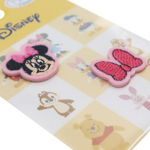 ワッペン ミニーマウス ミニ ミニアイロンパッチシール 2枚セット フェイス＆リボン ディズニー パイオニア 手芸用品 メール便可 マシュマロポップ