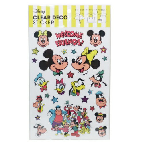 デコレーションシール ミッキー＆フレンズ クリア デコ ステッカー レトロディズニー ディズニー S＆Cコーポレーション ラッピング用品 透明シール デコレーション メール便可 マシュマロポップのサムネイル