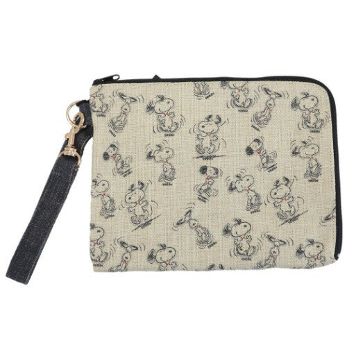 麻風ポーチ スヌーピー クラッチバッグ Rendez Vous ランデヴー 70TH年代チラシ柄 ピーナッツ スモールプラネット バッグインバッグ 小物入れ プレゼント メール便可 マシュマロポップ
