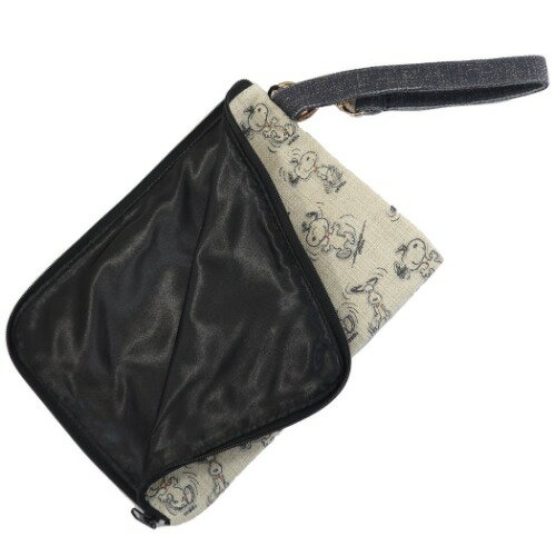 麻風ポーチ スヌーピー クラッチバッグ Rendez Vous ランデヴー 70TH年代チラシ柄 ピーナッツ スモールプラネット バッグインバッグ 小物入れ プレゼント メール便可 マシュマロポップ