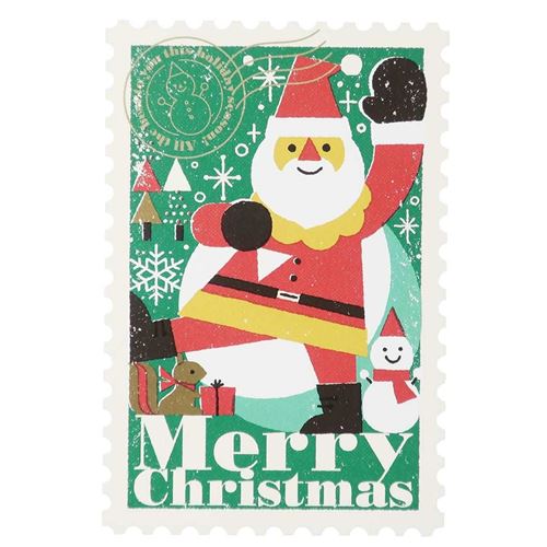 サンタクロース クリスマスカード スタンプ ポストカード サタケシュンスケ APJ グリーティングカード Xmas メール便可 マシュマロポップ