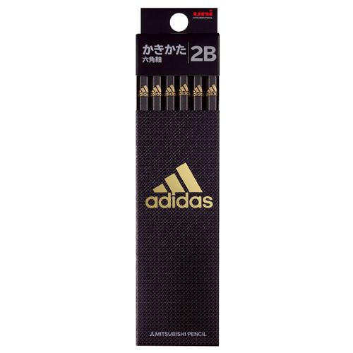 文房具セット 男の子 鉛筆 アディダス adidas 六角軸 えんぴつ 12本セット 2B uni AI 04 黒 新入学 三菱鉛筆 新学期準備文具 かきかた鉛筆 ダース 小学生 男の子 スポーツブランド メール便可 マシュマロポップ