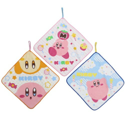 ループタオル 星のカービィ 幼稚園 ループ付き ハンドタオル 3枚セット わくわくカービィ 丸眞 入園入学準備雑貨 メール便可 マシュマロポップのサムネイル