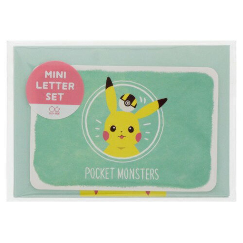 手紙セット レターセット かわいい ポケモン ミニ レターセット POKE DAYS ピカチュウ グリーン ポケットモンスター サンスター文具 便箋＆封筒 かわいい メール便可 マシュマロポップのサムネイル