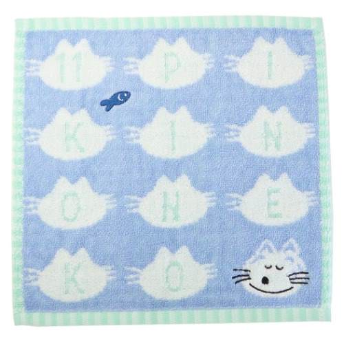 ミニタオル 11ぴきのねこ ジャガード ハンカチタオル アルファベット 林タオル 汗拭きタオル 絵本メール便可 マシュマロポップのサムネイル