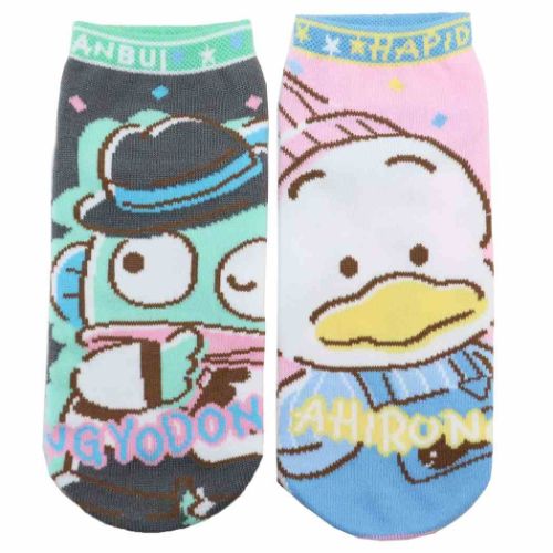 女性用靴下 はぴだんぶい レディースソックス あひるのペックル＆ハンギョドン アップ サンリオ ジェイズプランニング 抗菌防臭 プレゼント メール便可 マシュマロポップのサムネイル