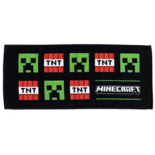 フェイスタオル マインクラフト プリントロングタオルM クリーパー＆TNT火薬 Minecraft ケイカンパニー 新生活雑貨 ゲームメール便可 マシュマロポップのサムネイル