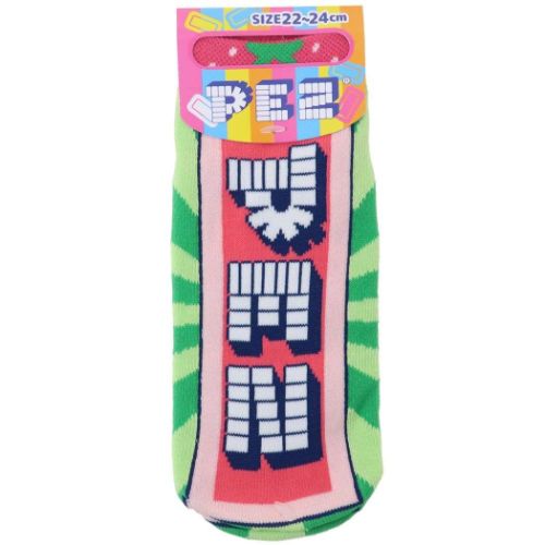 女性用靴下 PEZ レディースソックス ビッグロゴ グリーン お菓子パッケージ ジェイズプランニング おもしろ雑貨 かわいい メール便可 マシュマロポップ