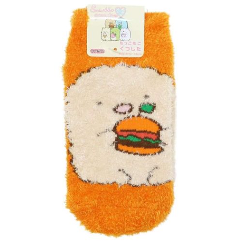 子ども用防寒室内靴下 すみっコぐらし キッズもこもこショートソックス しっぽずダイナー とんかつ サンエックス スモールプラネット ウォーマー雑貨 メール便可 マシュマロポップ