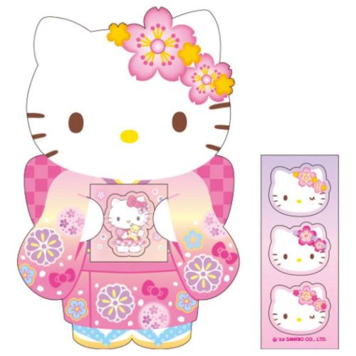 ぽち袋 ハローキティ ダイカットお年玉ポチ袋3枚セット シ-ルキモノ サンリオ 金封 封シール付き メール便可 マシュマロポップのサムネイル