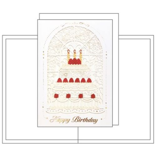 グリーティングカード 誕生日カード レーザーカット バースデーケーキ クローズピン お祝い メッセージカード 封筒付き メール便可 マシュマロポップ