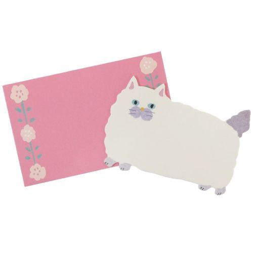 グリーティングカード フラッフムームー ミニメッセージカード ピンク アクティブコーポレーション 封筒付き かわいい メール便可 マシュマロポップ
