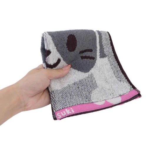 ハンドタオル のびねこ ジャガードウォッシュタオル 犬飼タオル 汗拭きタオル かわいい メール便可 マシュマロポップ