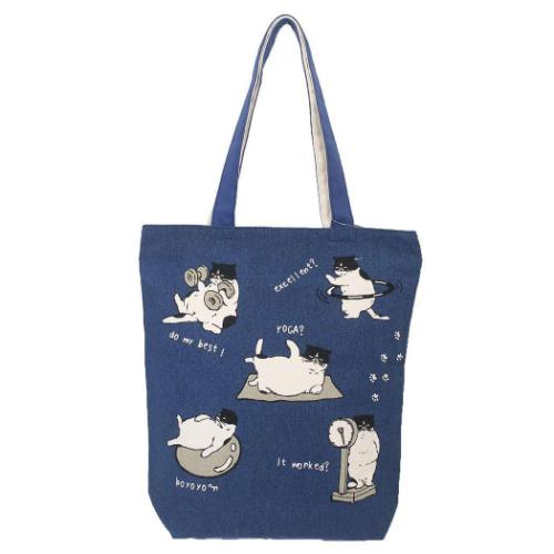 トートバッグ ファスナー付きキャンバストート マツネコエクササイズ ミントイン 手提げかばん かわい..