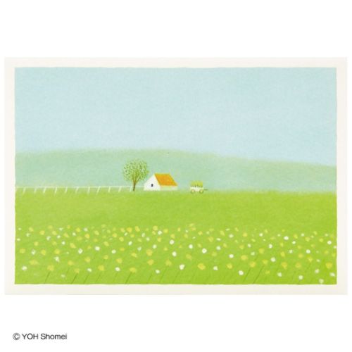 グリーティングカード 二つ折りカード 葉 祥明 草原に家 サンリオ 多目的 メッセージカード メール便可 マシュマロポップ