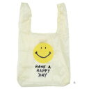 エコバッグ スマイリーフェイス ECO BAG 折りたたみショッピングバッグ HAPPY DAY BEIGE Smiley Face オクタニ お買い物かばん メール便可 マシュマロポップ