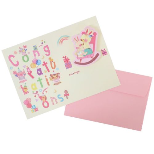 グリーティングカード upcheeka アプチェカ ベビーカード うさぎ アクティブコーポレーション 出産祝い メッセージカード 封筒付き メール便可 マシュマ...