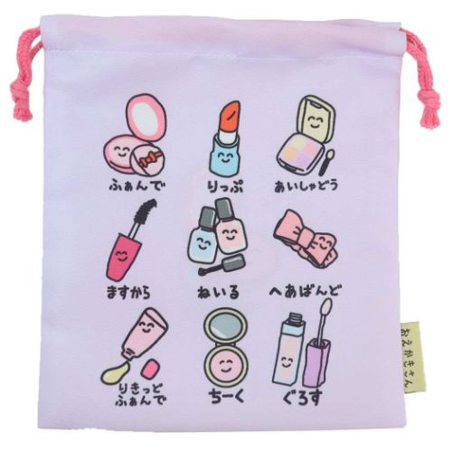巾着袋 おえかきさん きんちゃくポーチ いろいろなこすめさん オクタニ 小物入れ おもしろ雑貨 メール便可 マシュマロポップのサムネイル