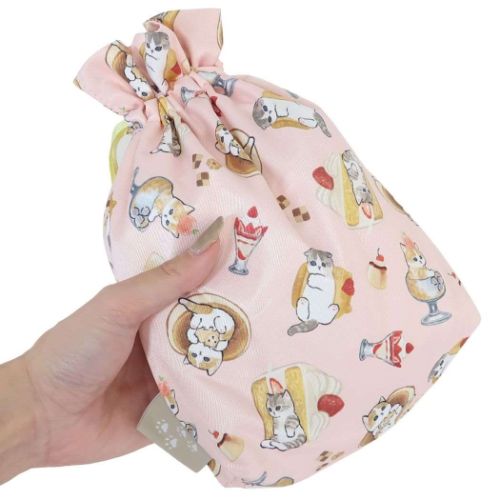 巾着袋 モフサンド サテンきんちゃくポーチ すいーつ mofusand マリモクラフト 小物入れ メール便可 マシュマロポップ