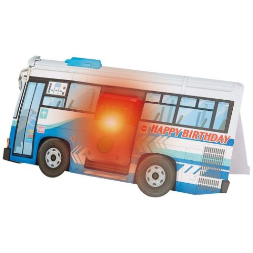 グリーティングカード メロデイ JPME32-2 立体ライト&メロディーカード ボタン付きバス サンリオ バースデーカード 誕生日祝い メッセージカード 男の子...