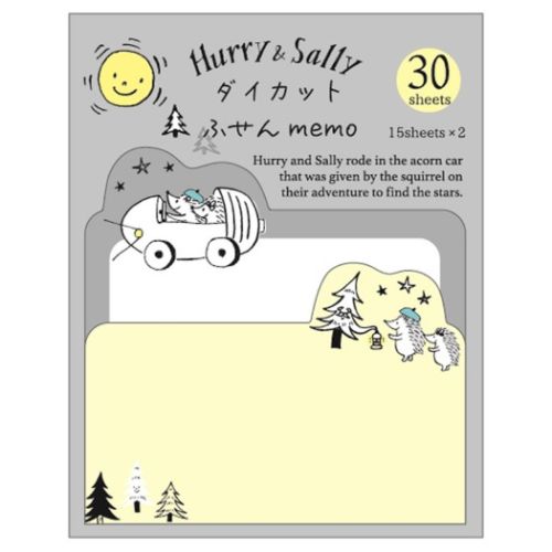 付箋 ハリーサリー ダイカットふせんメモ どんぐりの車 クローズピン かわいい 文具 事務用品 メール便可 マシュマロポップ