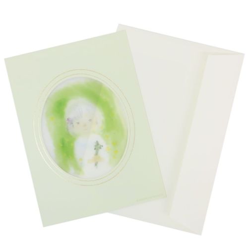 グリーティングカード いわさきちひろ とうめいフレームカード Green Green Flash メッセージカード かわいい メール便可 マシュマロポップ