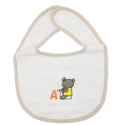 ベビービブ キャラ こぐまちゃんえほん イニシャルスタイ A ウェーブ COCOWALK よだれかけ ベビー 赤ちゃん用品 出産祝い ギフト 絵本メール便可 マシュマロポップ