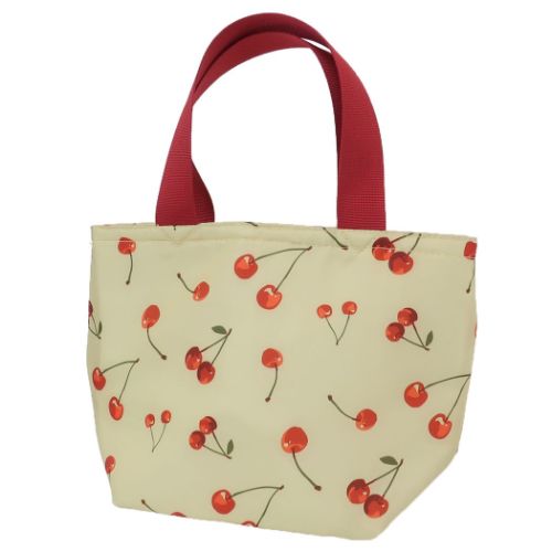 保冷ランチバッグ 保冷ミニトートバッグ ファスナー付き チェリー ミントイン お弁当かばん かわいい ..