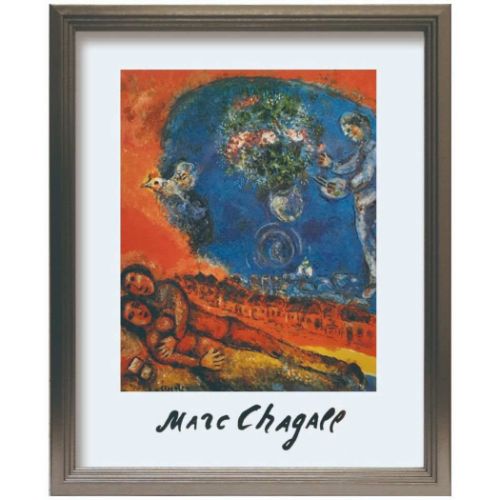 ȥݥ 㥬 Marc Chagall Couple of lovers on a red backgroun  դ...