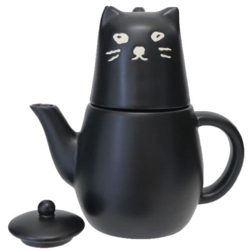 ティーセット アニマル黒ねこのティーフォーワン 茶こし付 ティーポット＆ティーカップセット ねこ サ ...