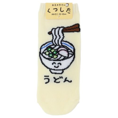 女性用靴下 おえかきさん レディースアンクルソックス うどんさん！ オクタニ くるぶしソックス 大人向..