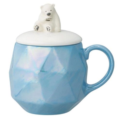マグカップ アニマル蓋付き ポーラーマグ シロクマ デコレ 陶器製 白熊 動物雑貨 マシュマロポップのサムネイル