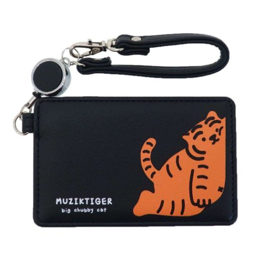 定期入れ MUZIK TIGER ムジークタイガー パスケース リール付き BK 森本本店 ICカードケース シングルパスケース かわいい メール便可 マシュマロポップのサムネイル