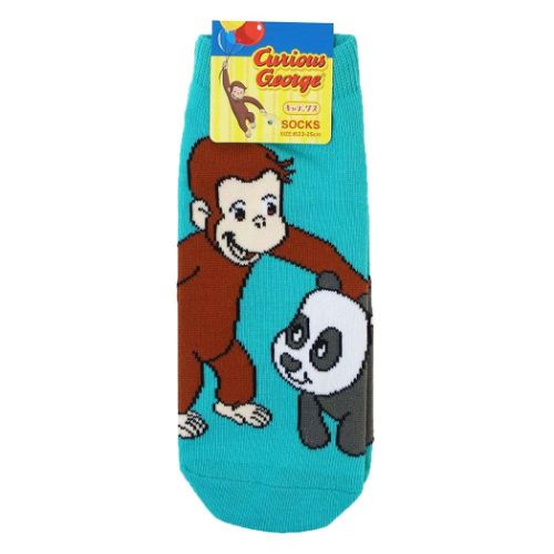 女性用靴下 おさるのジョージ レディースソックス ジョージとパンダ スモールプラネット キャラックス ..
