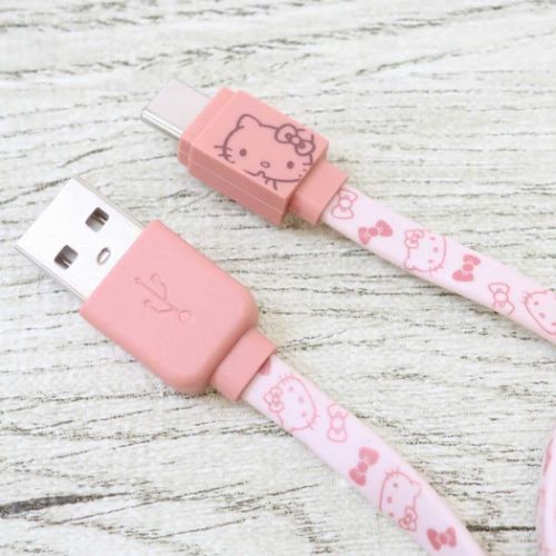 充電ケーブル ハローキティ USB Type-C 対応 同期＆充電ケーブル 1.2m サンリオ グルマンディーズ 同期＆充電対応 メール便可 マシュマロポップ