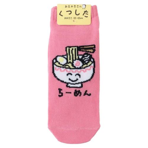 女性用靴下 おえかきさん レディースアンクルソックス らーめんさん オクタニ 大人向け かわいい メー..