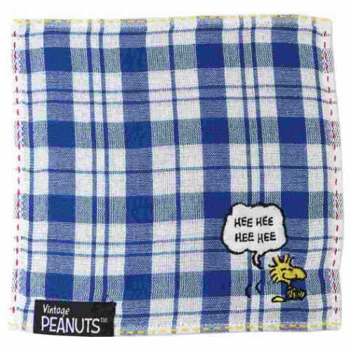 ミニタオル スヌーピー ガーゼチェック パイルミニタオル ブルー ピーナッツ プレゼント メール便可 マ..