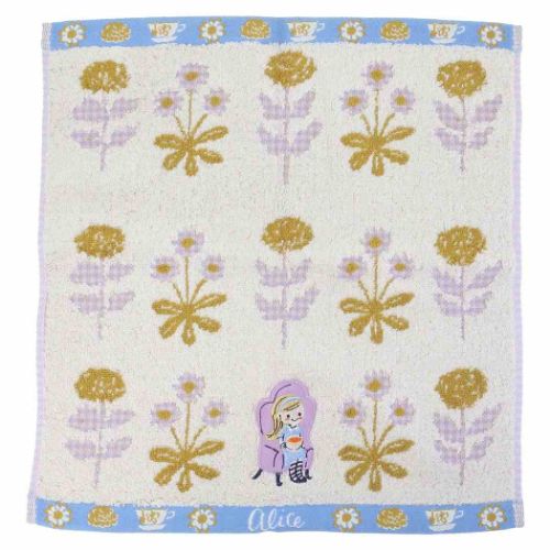 ウォッシュタオル カレルチャペック ジャガードタオル アリスと花畑 紅茶店 丸眞 プレゼント メール便..