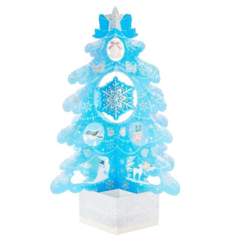 グリーティングカード CHRISTMAS クリスマスカード jx54-3 雪の結晶水色透明ツリー サンリオ プレゼント Xmasカード メール便可 マシュマロポ...