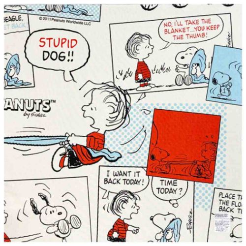 ランチクロス スヌーピー ナフキン コミック柄　アイボリー ピーナッツ バンビーナ ランチーフ コットンナフキン メール便可 マシュマロポップ