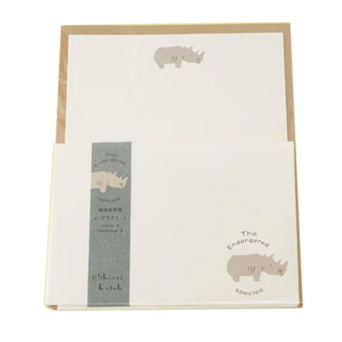 手紙セット レターセット 絶滅危惧種 クロサイ 木野瀬印刷 便箋&封筒 かわいい メール便可 マシュマロポップ
