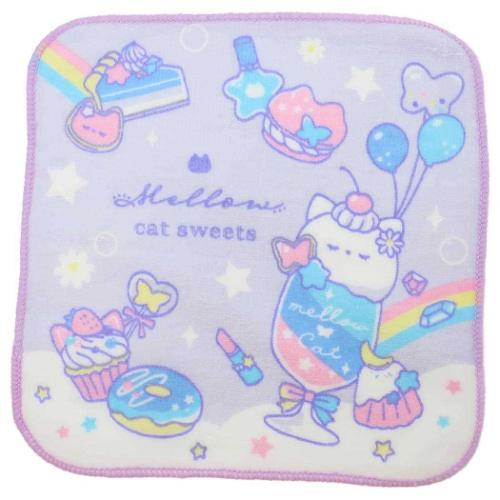 ミニタオル ちびタオル MELLOW CAT SWEETS 新入学 カミオジャパン 新学期準備雑貨 女の子 メール便可 マシュマロポップ