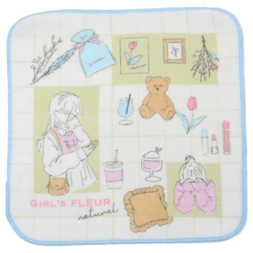 ハンカチタオル ミニタオル ガールズスクエア 新入学 ミントイン 汗拭きタオル かわいい メール便可 マ..